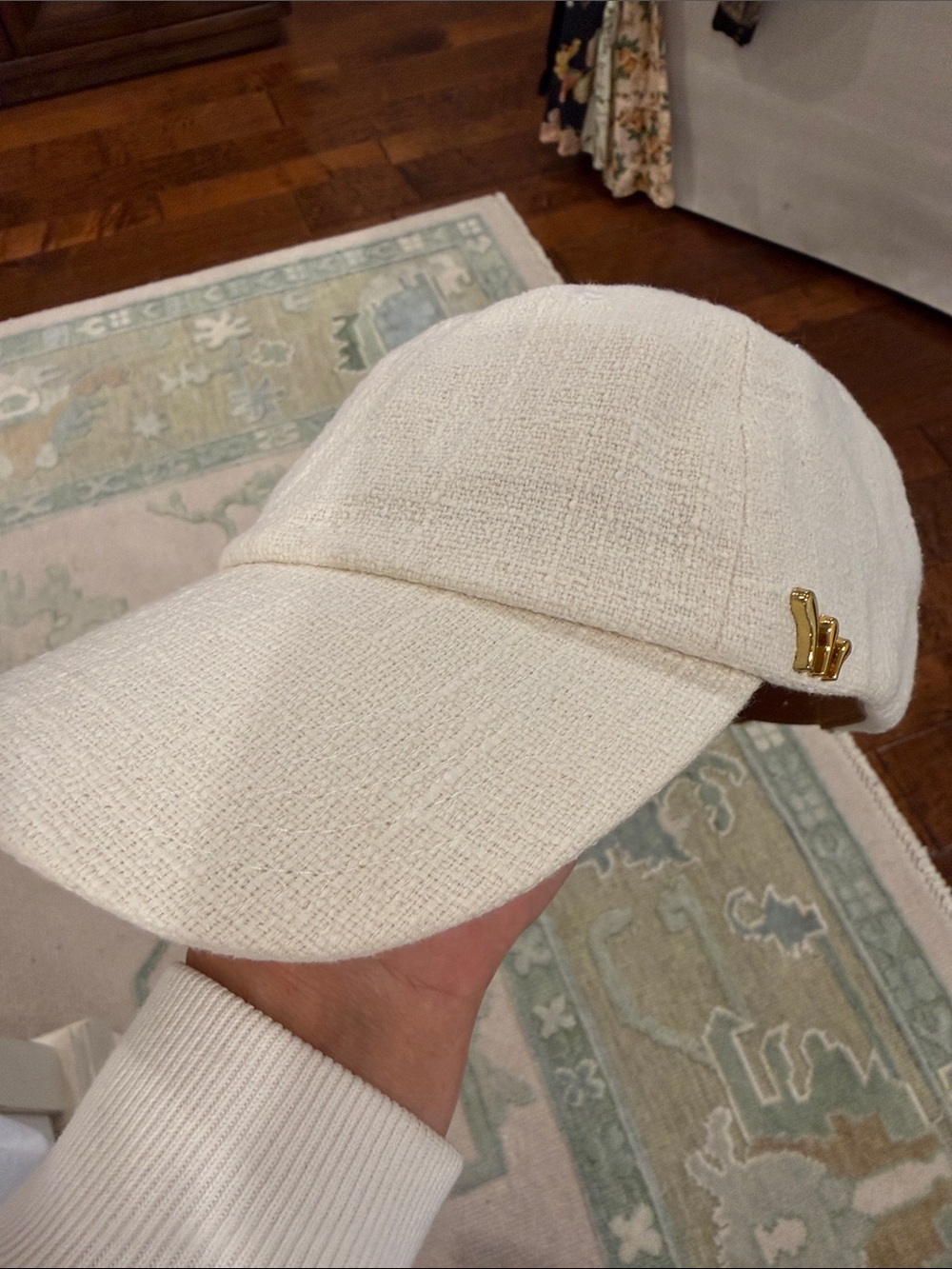 Chord Cream Tweed Baseball Cap with Gold Accent